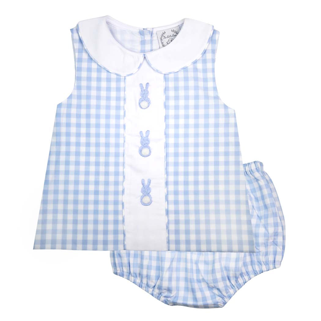 Blue Gingham Easter Bunny Sleeveless Swing Set