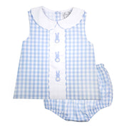 Blue Gingham Easter Bunny Sleeveless Swing Set