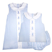Blue Gingham Easter Bunny Sleeveless Dress