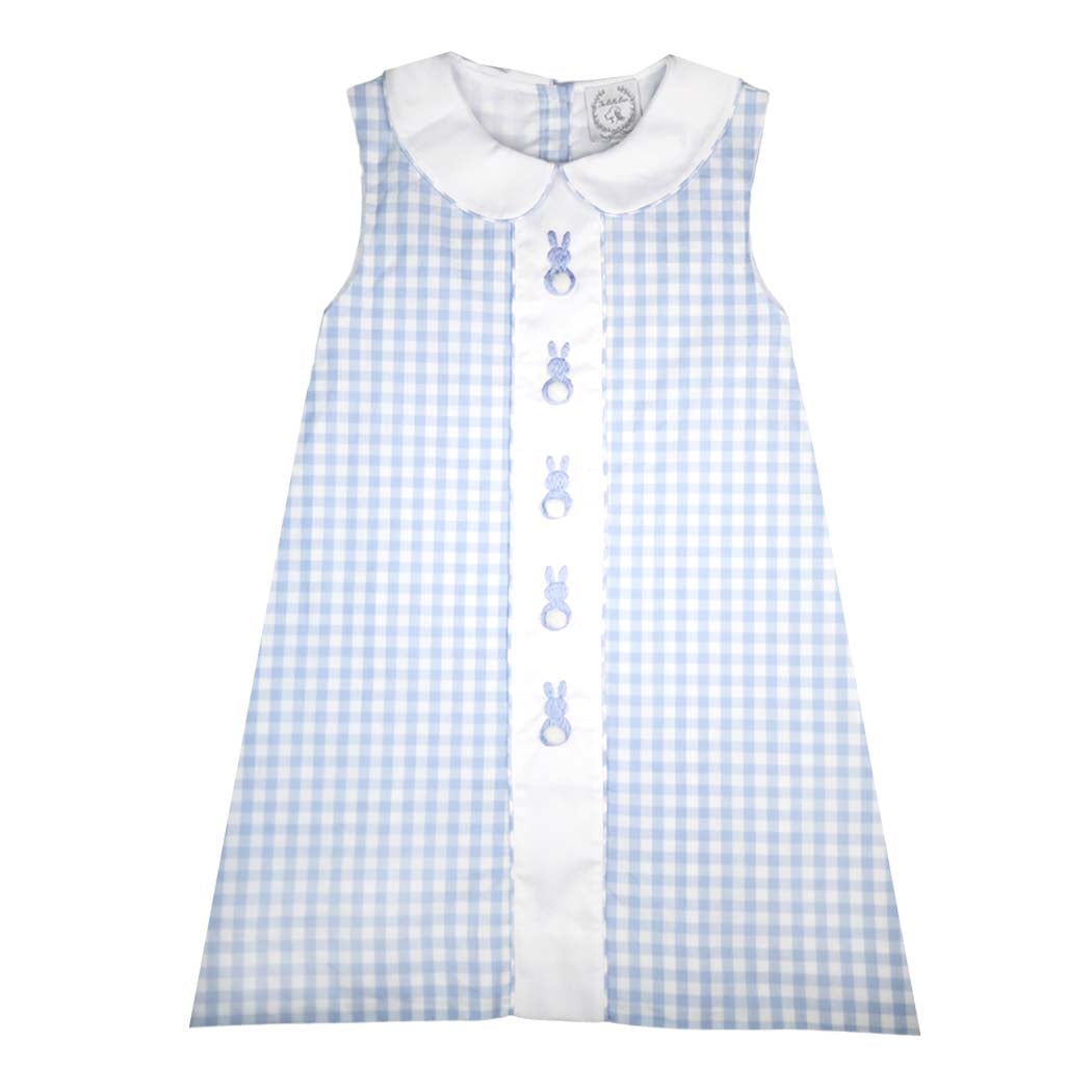 Blue Gingham Easter Bunny Sleeveless Dress