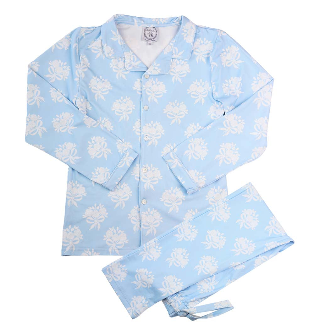 Forget Me Knot Girls Blue Floral Loungewear
