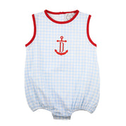 Patriotic Baby Blue Gingham Bubble