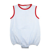 Patriotic Baby Blue Gingham Bubble