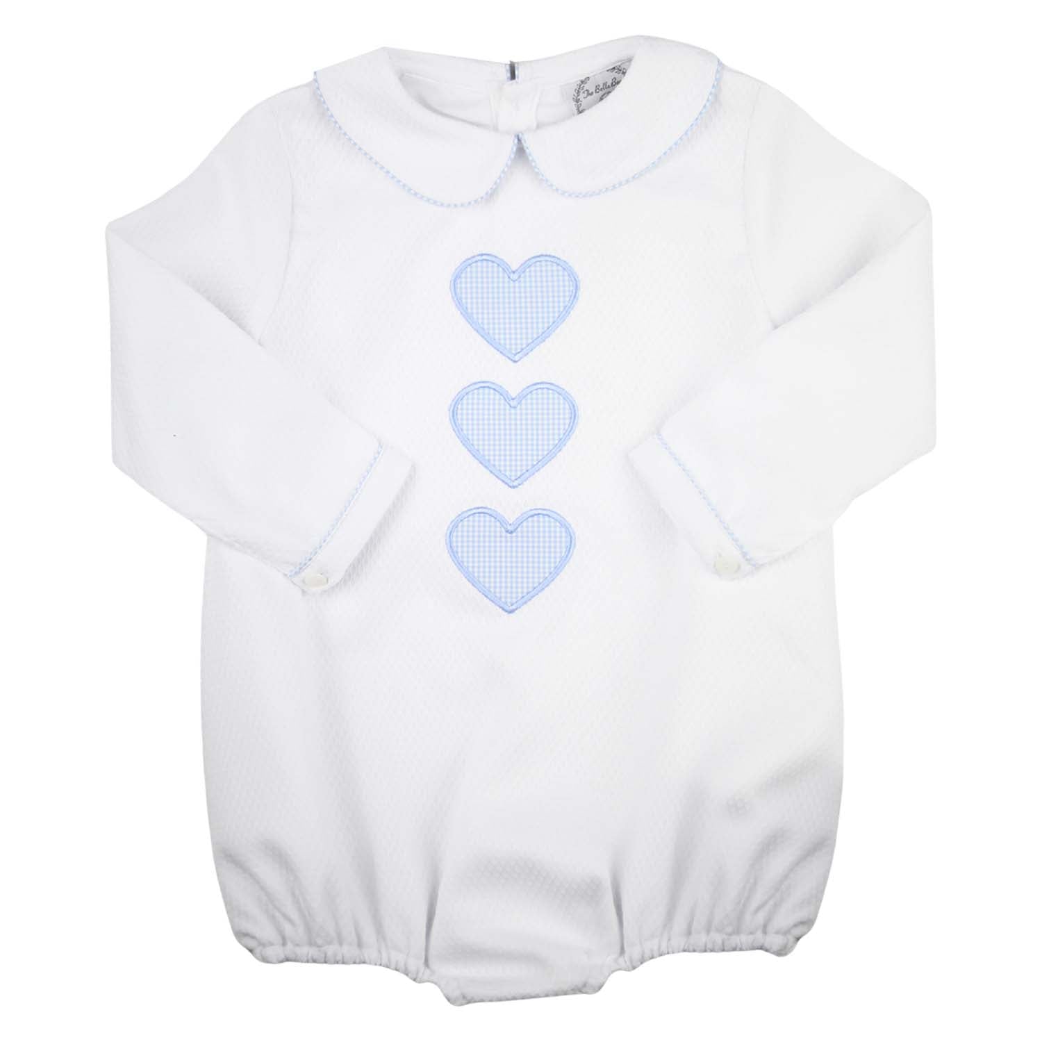 White Honeycomb & Baby Blue Gingham Heart Bubble