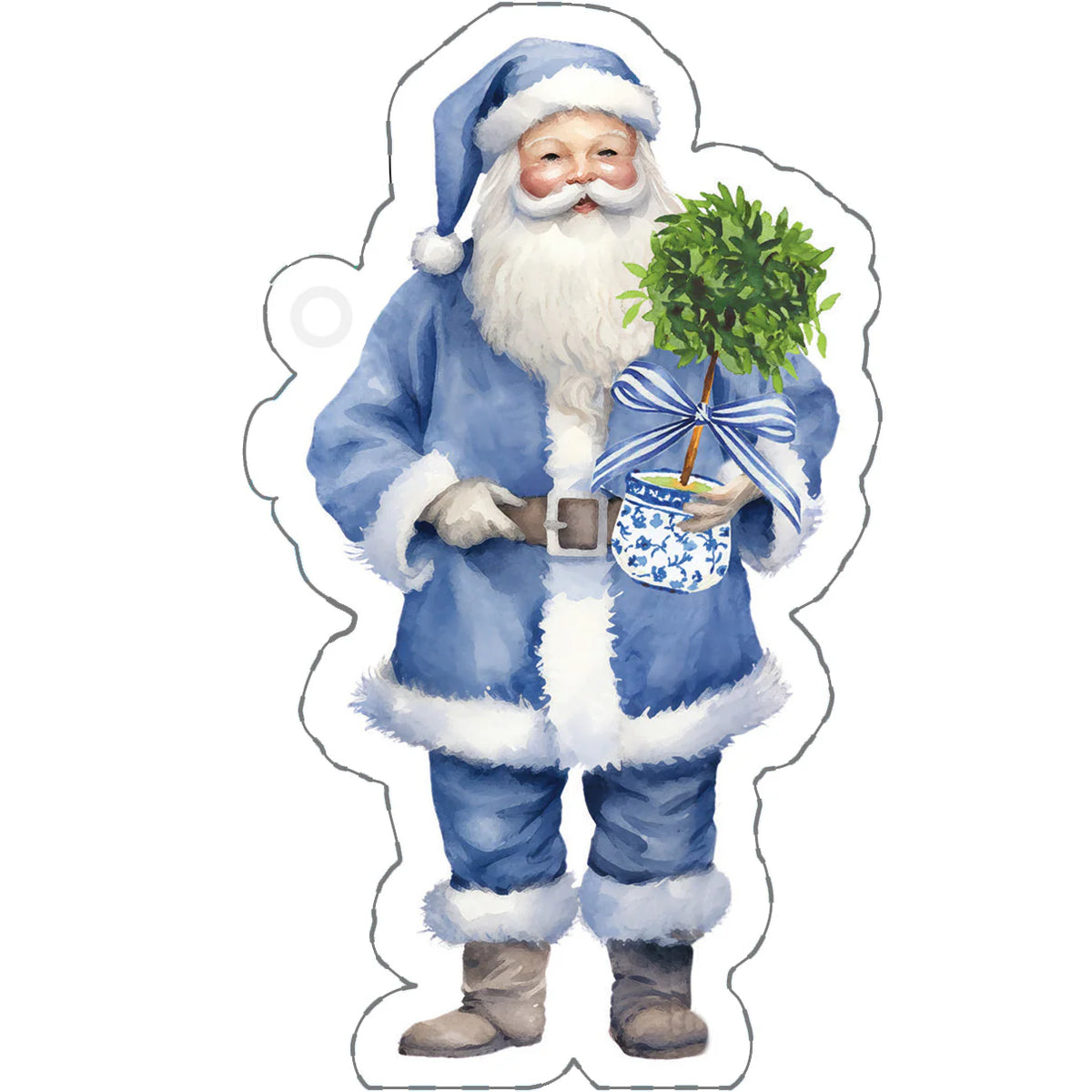 Blue Santa Claus Die-Cut Gift Tags