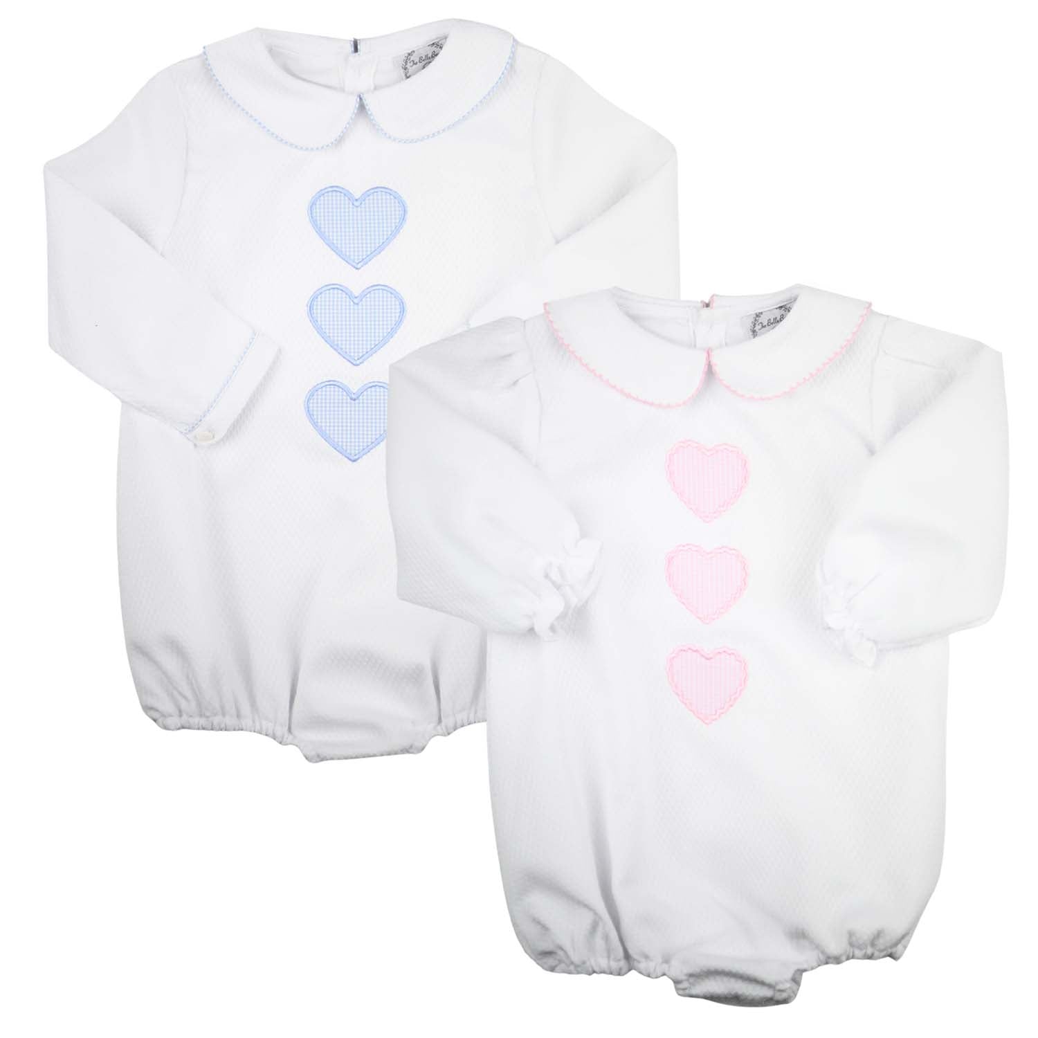 White Honeycomb & Baby Blue Gingham Heart Bubble