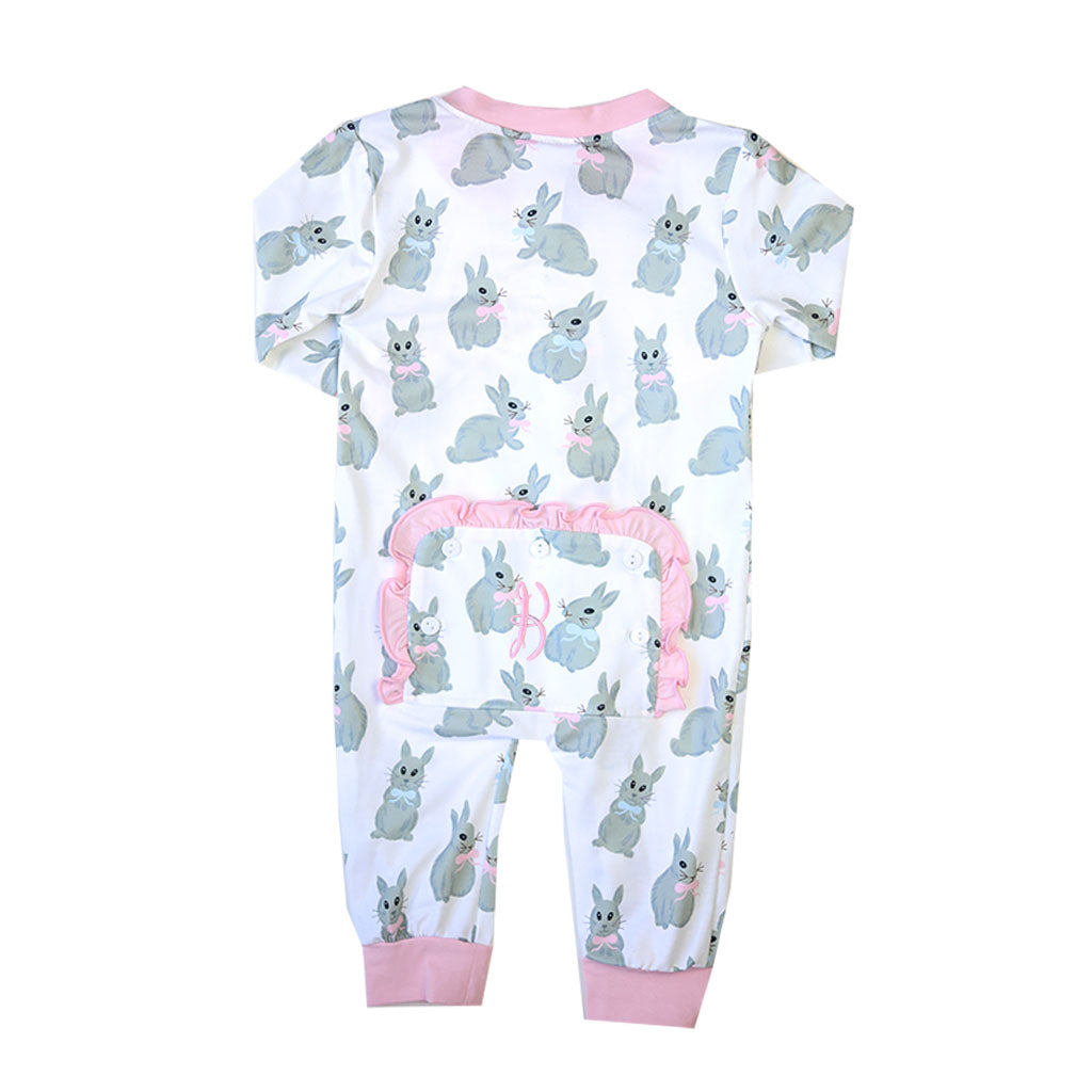 Girls Easter Bunny Knit Zippy Romper