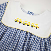 Girls Navy Gingham School Bus Swing Set