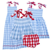 Kelly Smocked Gingham Tie Strap Dress (Girl)