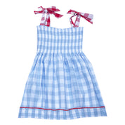 Kelly Smocked Gingham Tie Strap Dress (Girl)
