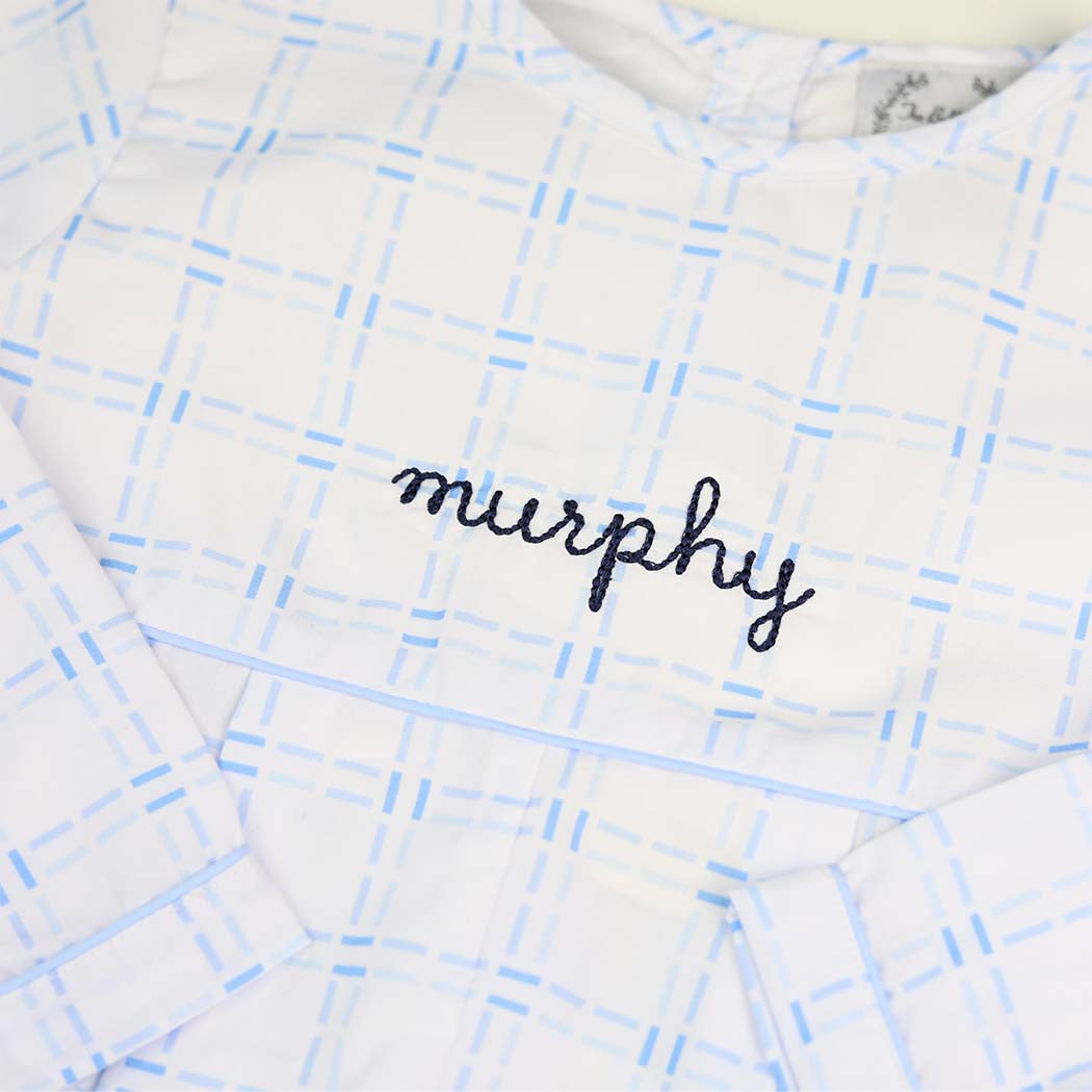 Liam Blue Checkered Romper