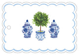 Chinoiserie Topiary Scallop Die-Cut Gift Tags