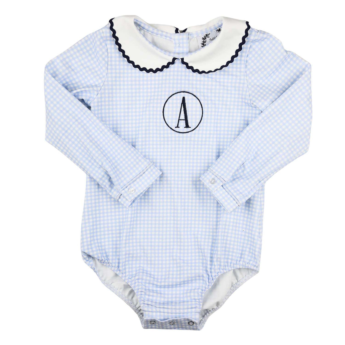 Blue Gingham RicRac Collar Bubble