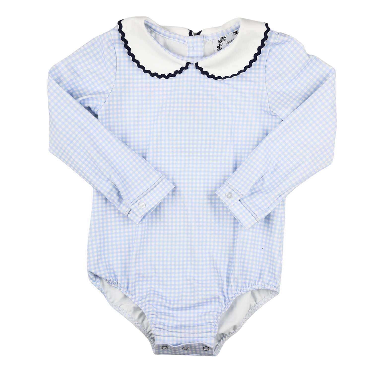 Blue Gingham RicRac Collar Bubble