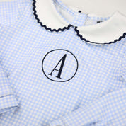 Blue Gingham RicRac Collar Bubble