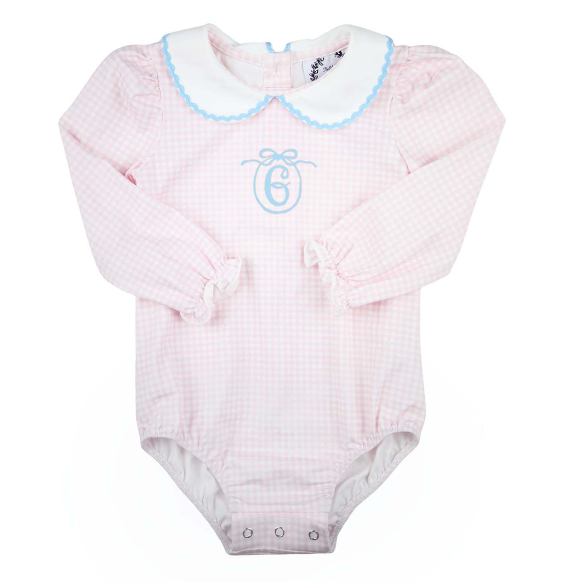 Pink Gingham RicRac Collar Bubble