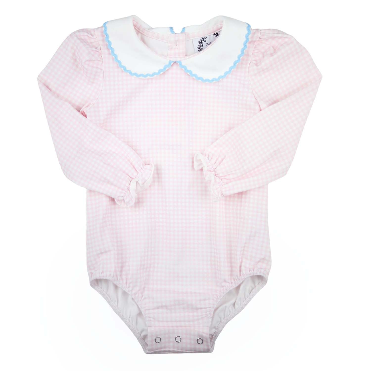 Pink Gingham RicRac Collar Bubble