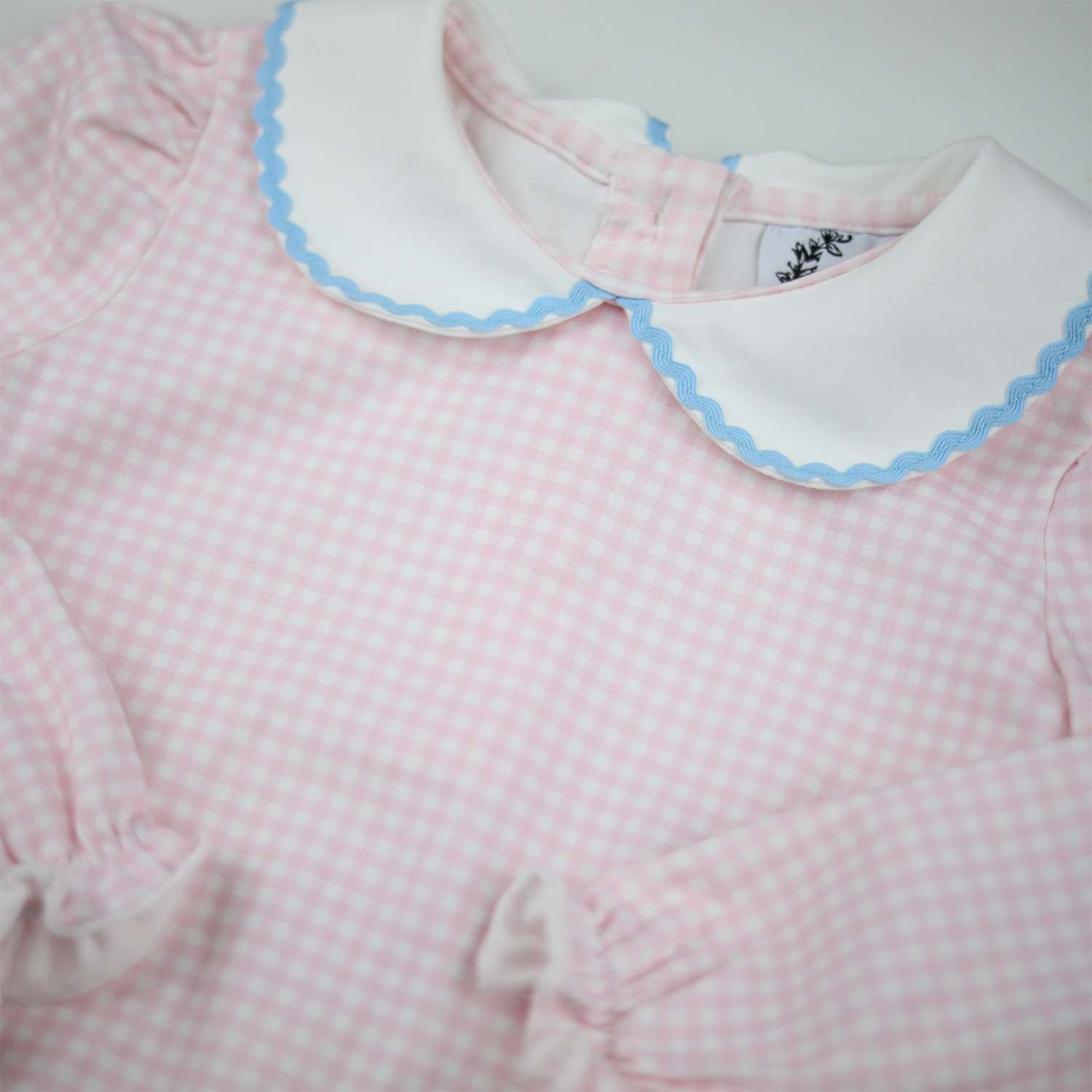 Pink Gingham RicRac Collar Bubble