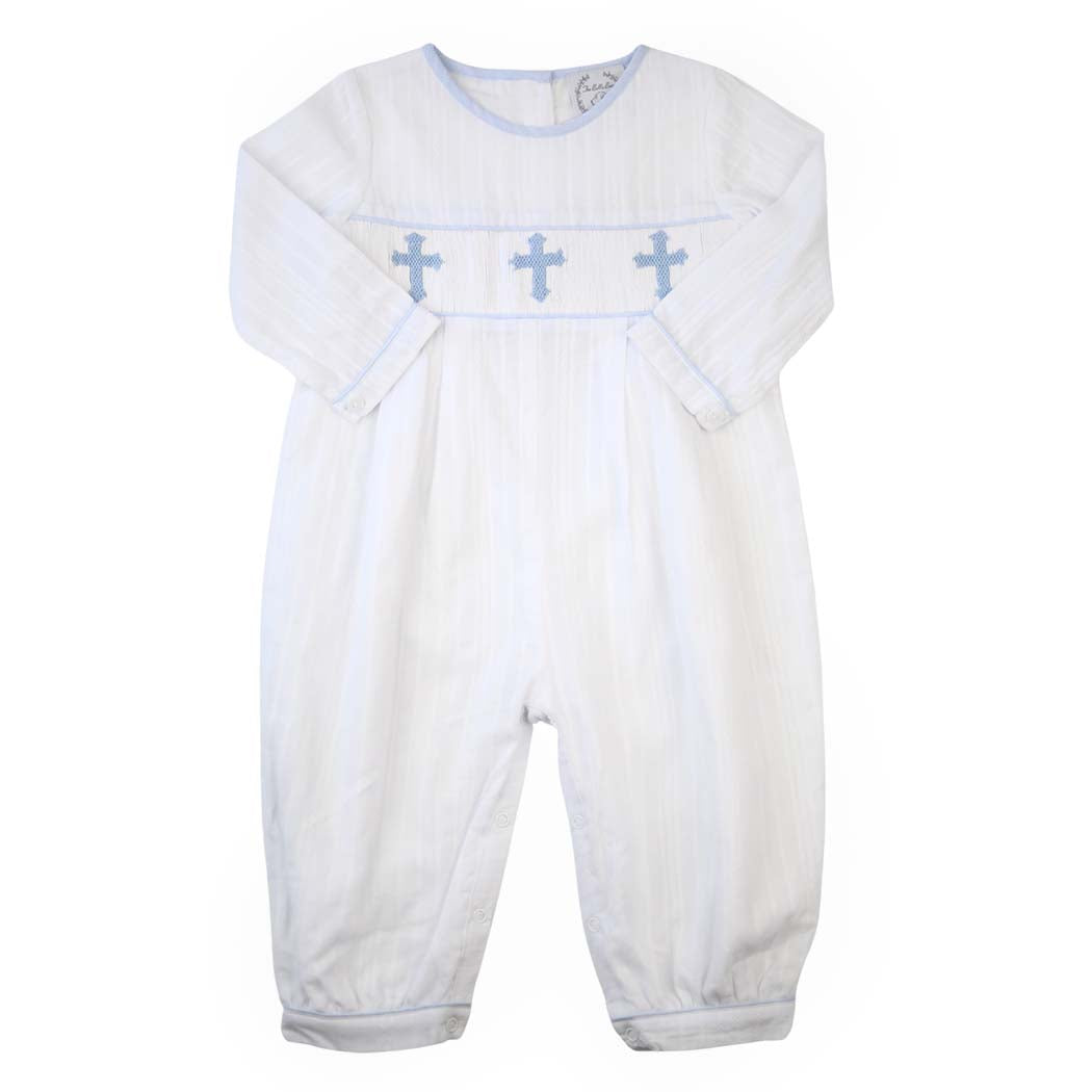 Classic Baby Boy Crosses Long Sleeve Romper