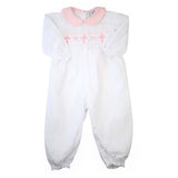 Classic Baby Girl Crosses Long Sleeve Romper