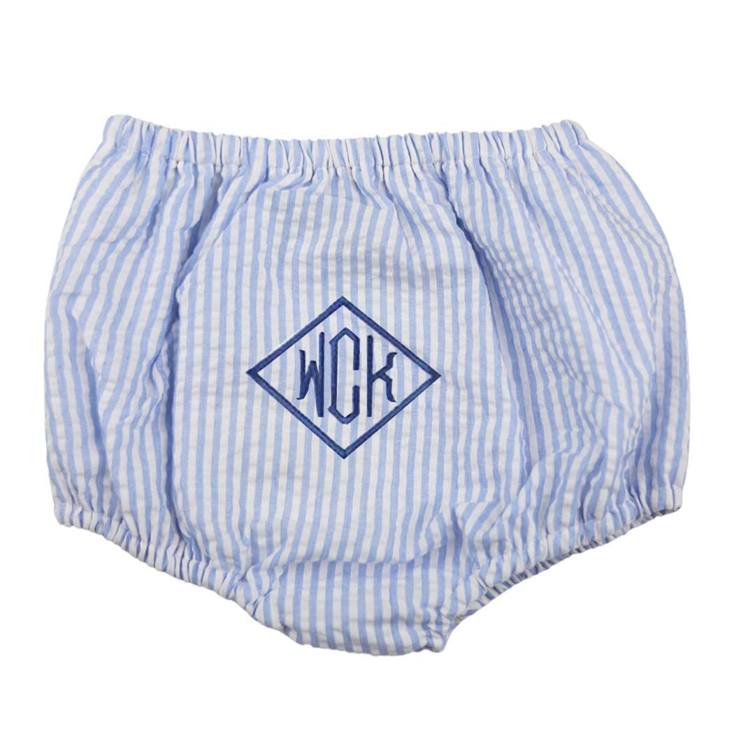 Blue Seersucker Diaper Cover