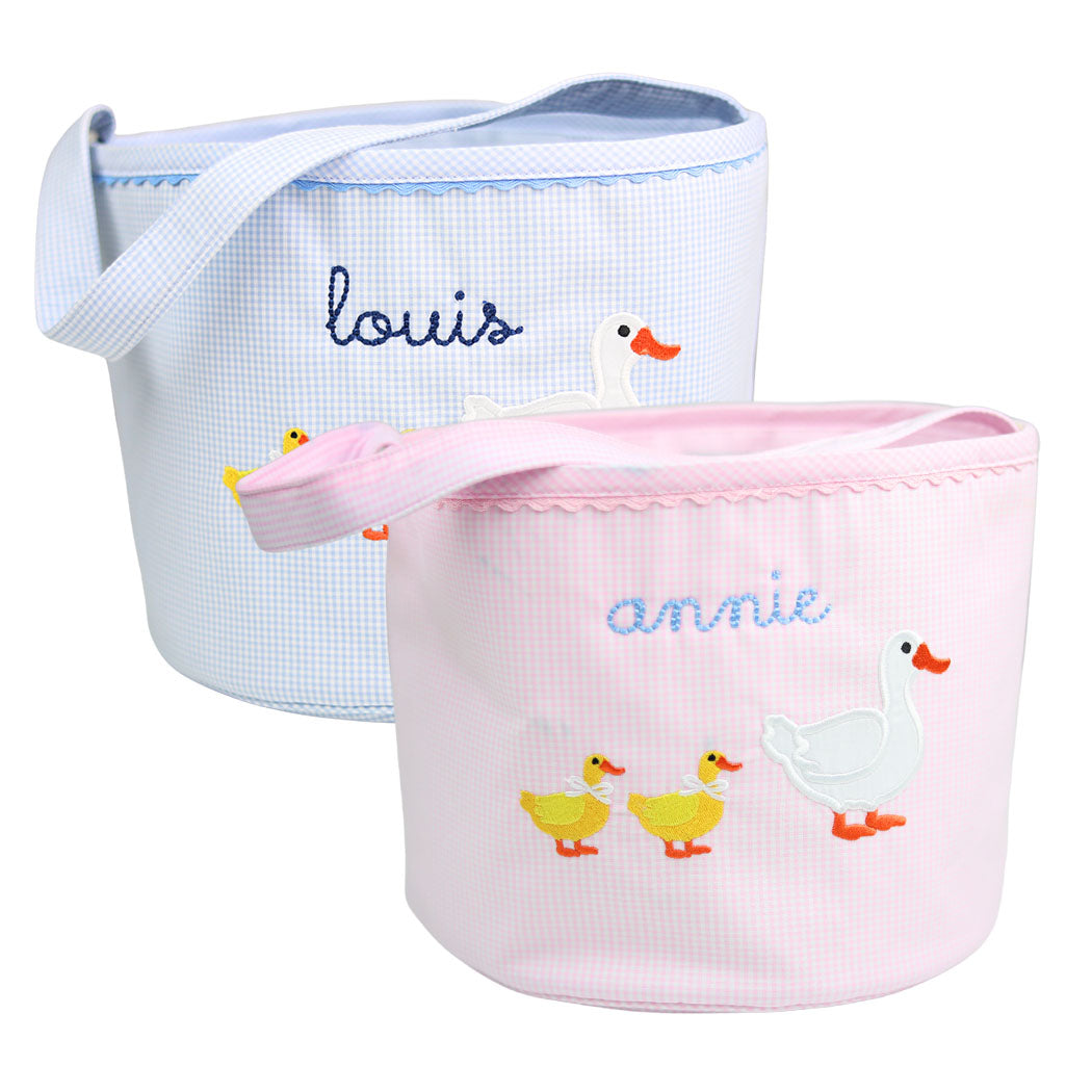 Pink Personalized Duckling Easter Bucket