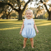 Blue Gingham Scalloped Bubble
