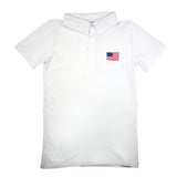 Boys White Patriotic Flag Polo