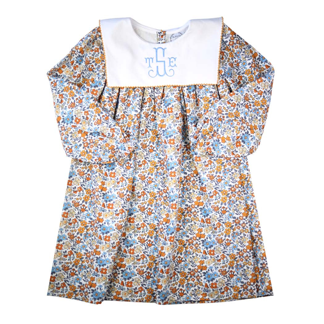 Annabelle Orange Floral Knit Bib Dress