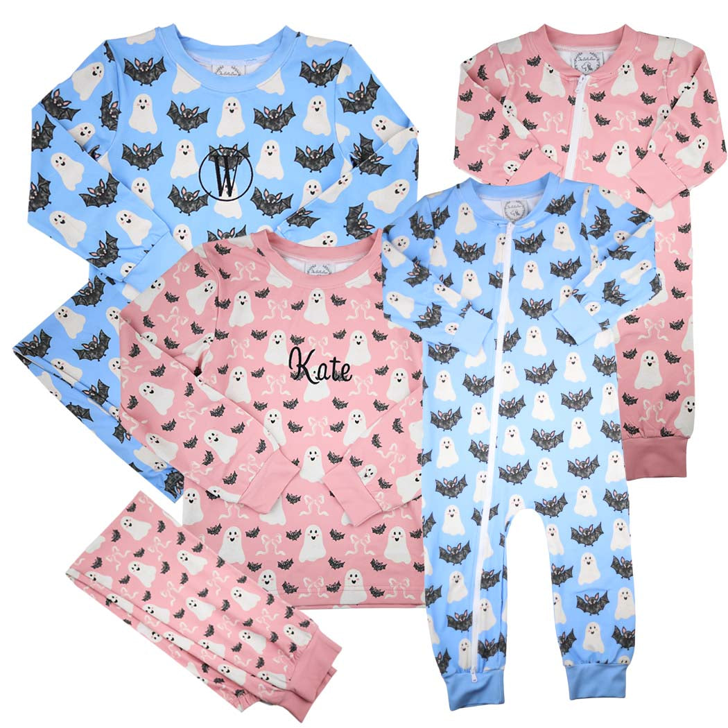 Blue Ghost Halloween Zip Romper