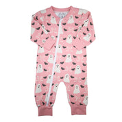 Pink Ghost Halloween Zip Romper