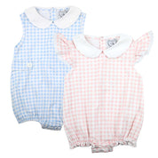 Girls Pink Gingham Ruffle Bubble