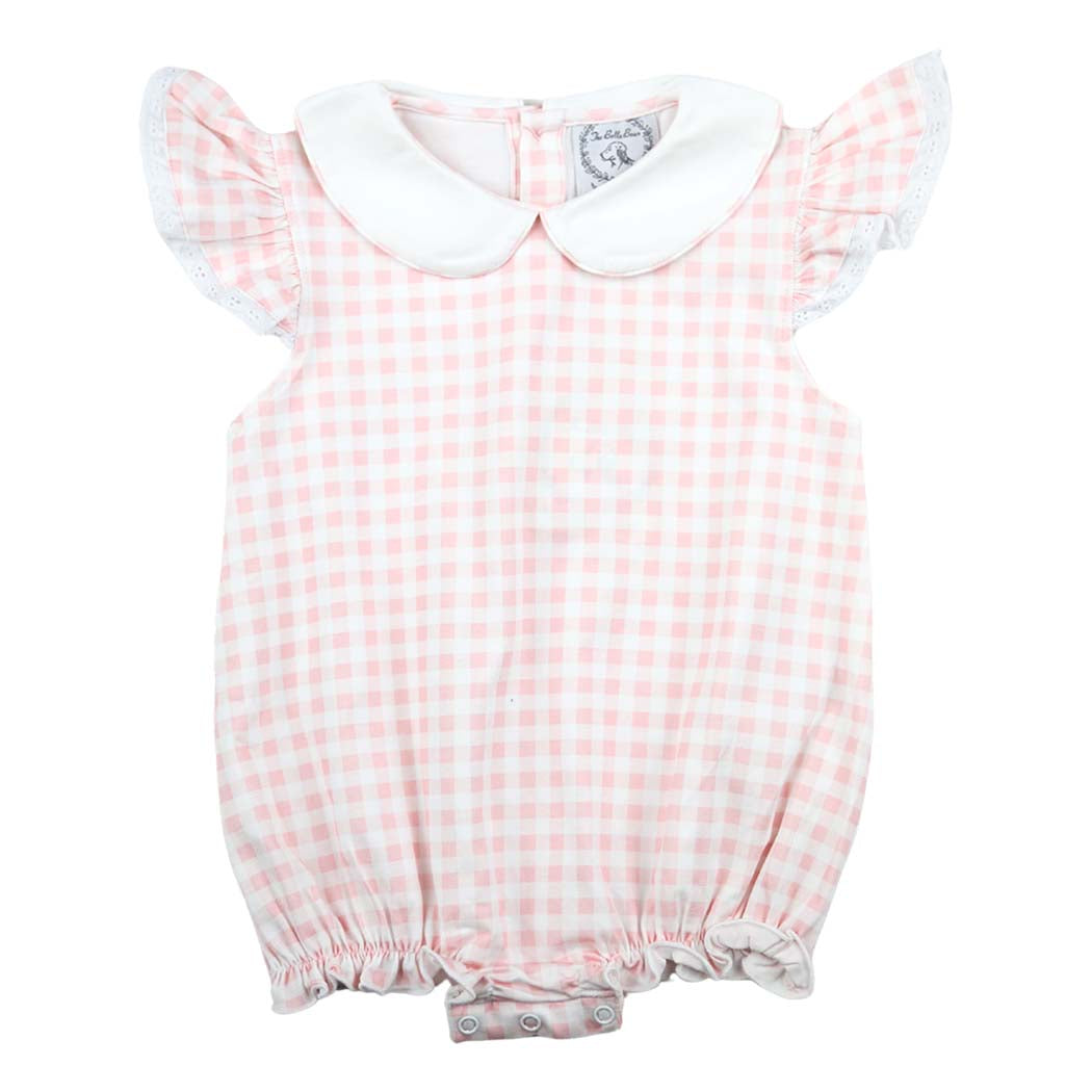 Girls Pink Gingham Ruffle Bubble