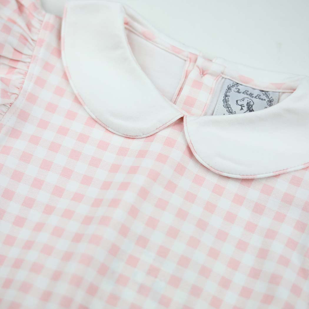 Girls Pink Gingham Ruffle Bubble