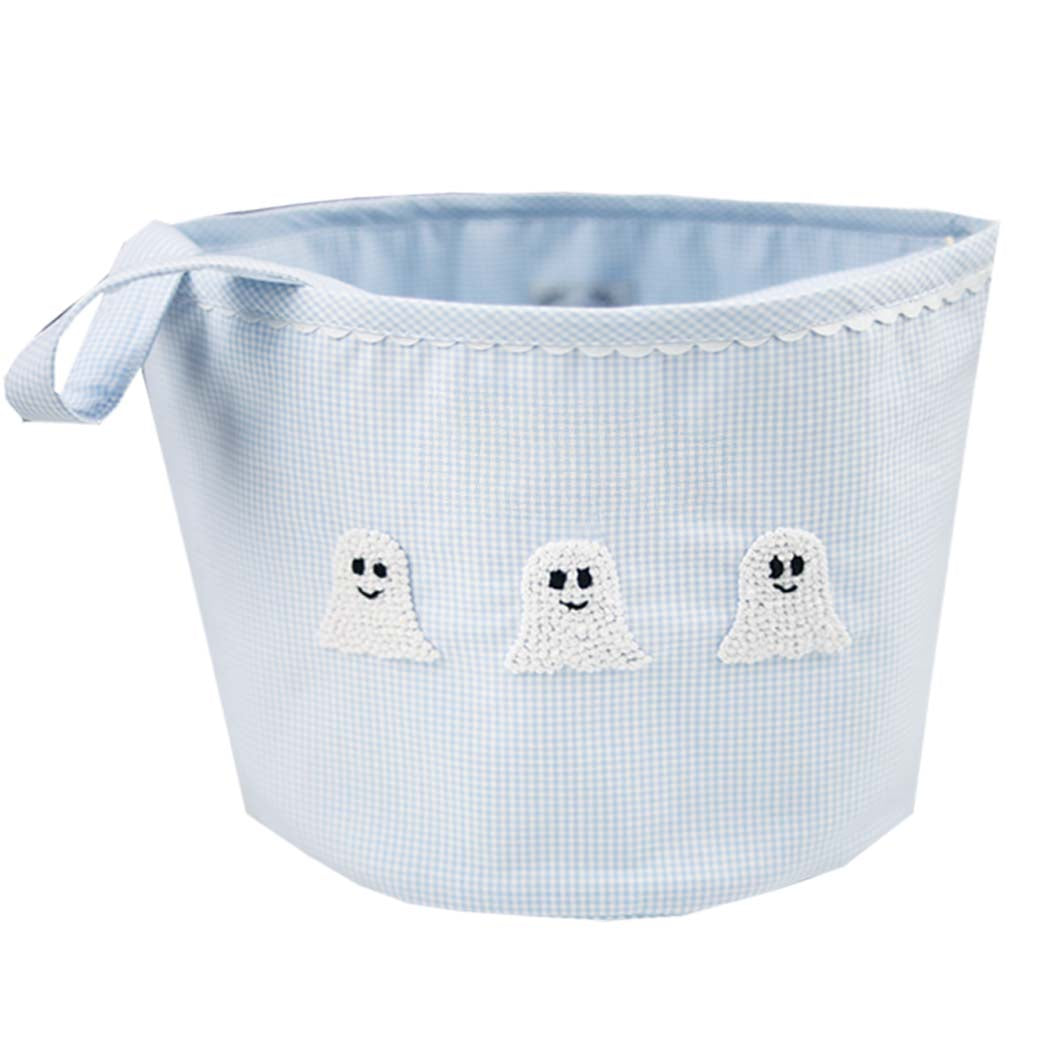 Blue Gingham Ghost Halloween Bucket