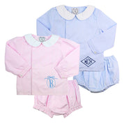 Poppy Pink Gingham Long Sleeve Bloomer Set