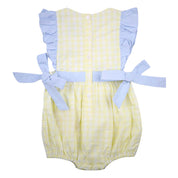 Yellow Gingham Girls Side Tie Bubble