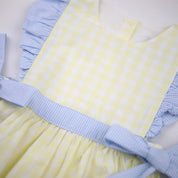 Yellow Gingham Girls Side Tie Bubble