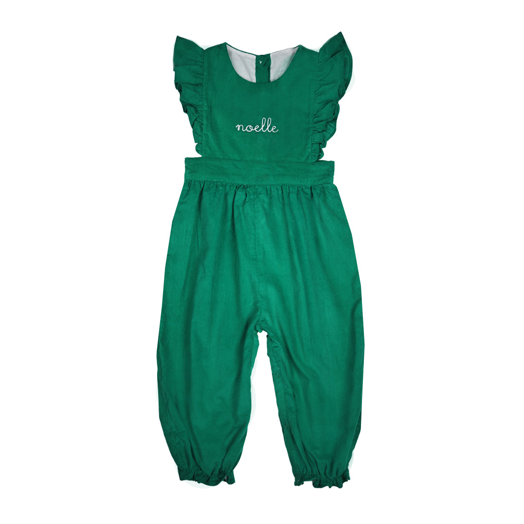 Green Corduroy Ruffle Romper