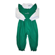 Green Corduroy Ruffle Romper