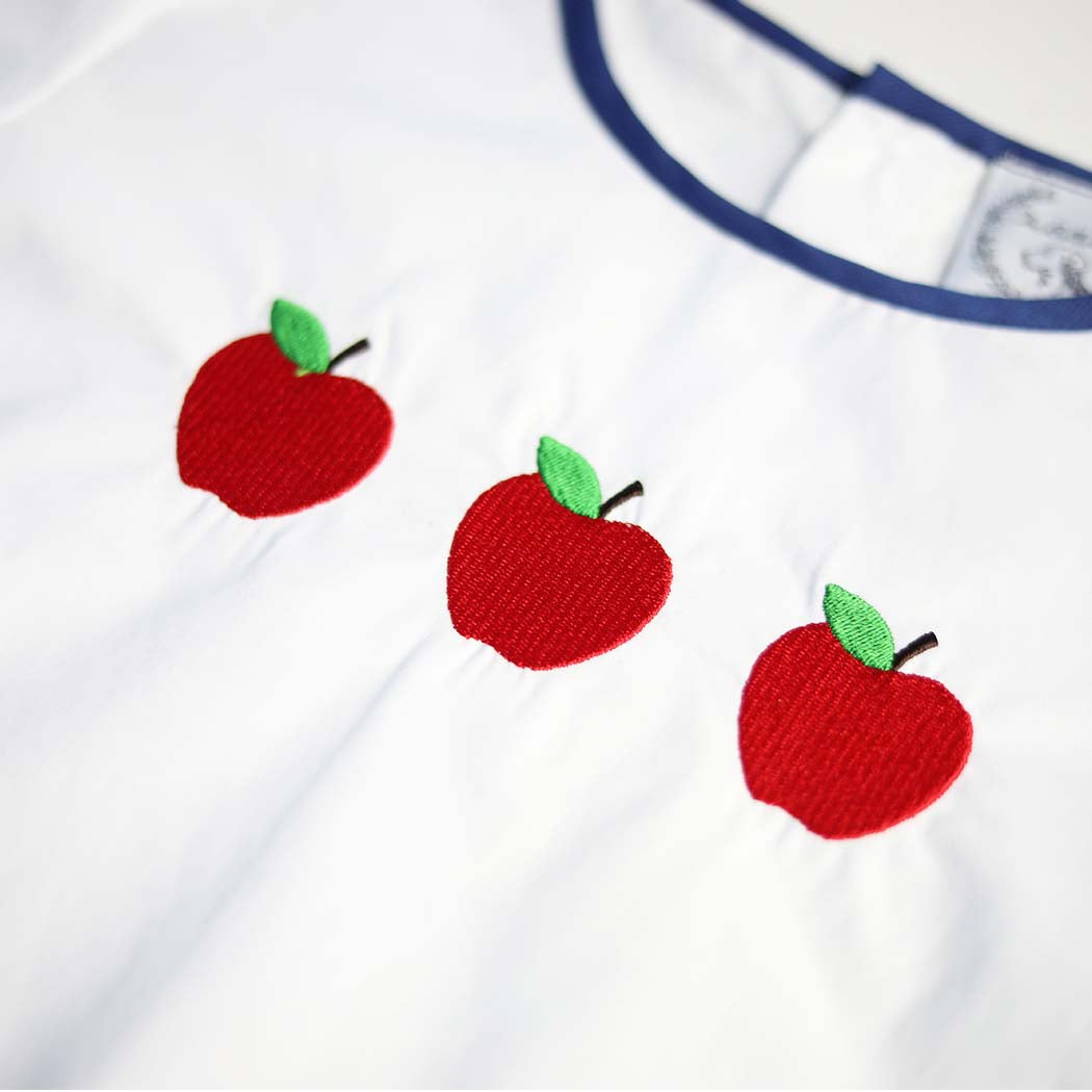 Green Gingham Boys Shorts Set with Apple Embroidery
