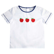 Green Gingham Boys Shorts Set with Apple Embroidery