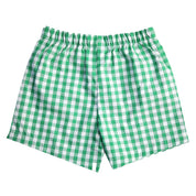 Green Gingham Boys Shorts Set with Apple Embroidery