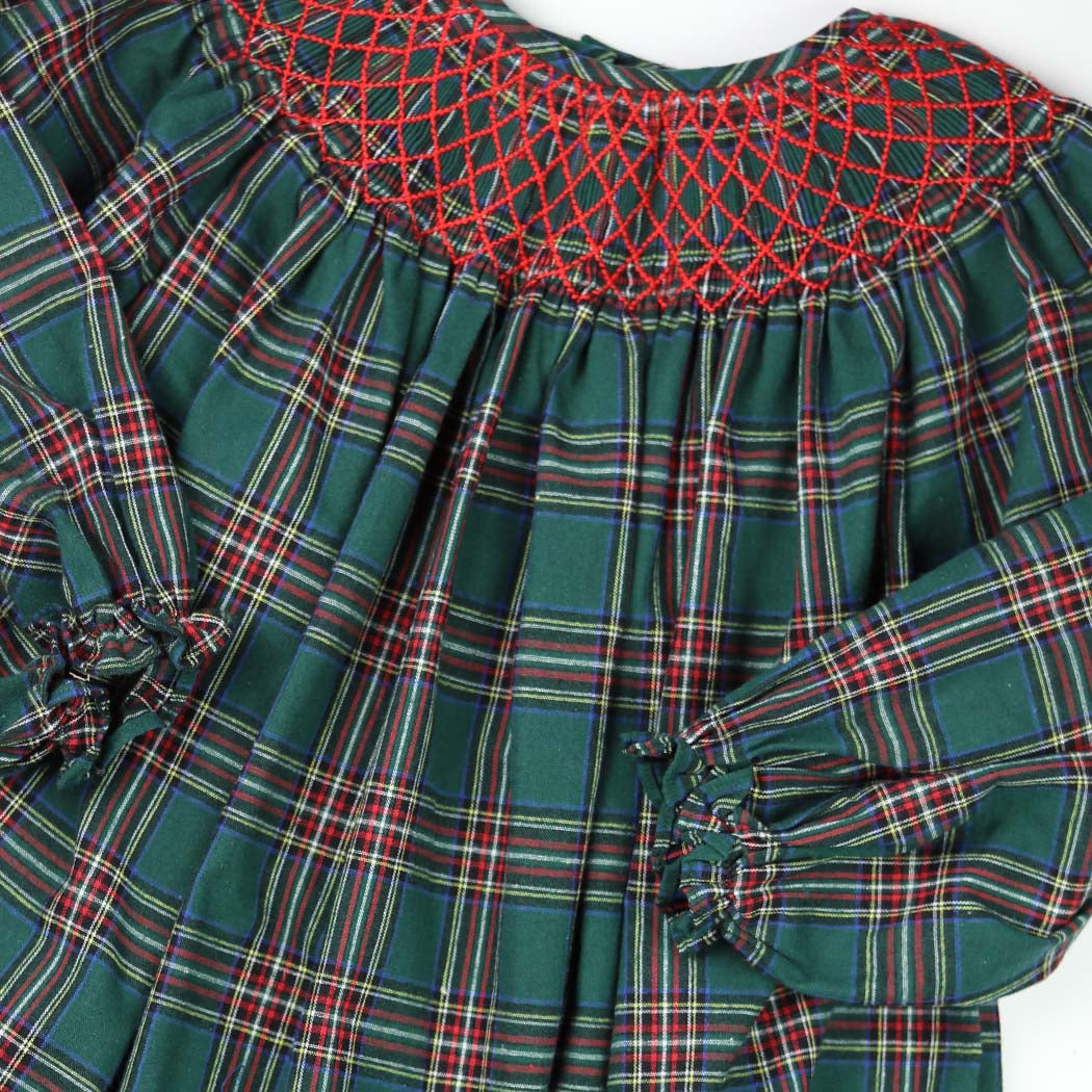 Smocked Green Tartan Swing Set