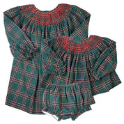 Smocked Green Tartan Swing Set