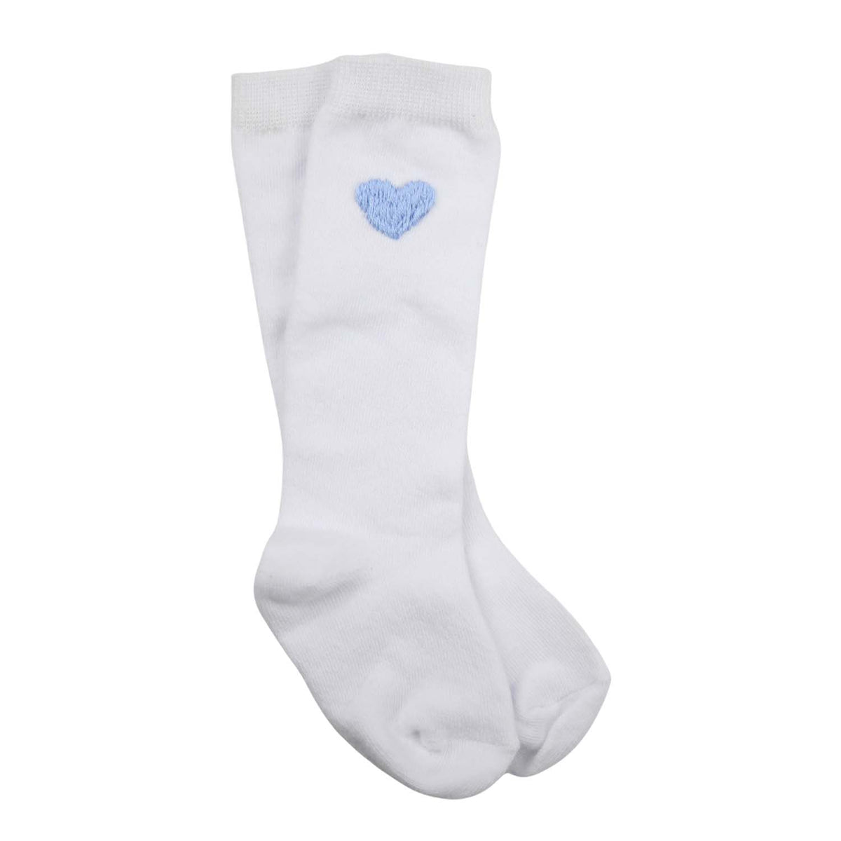 White Socks with Baby Blue Heart