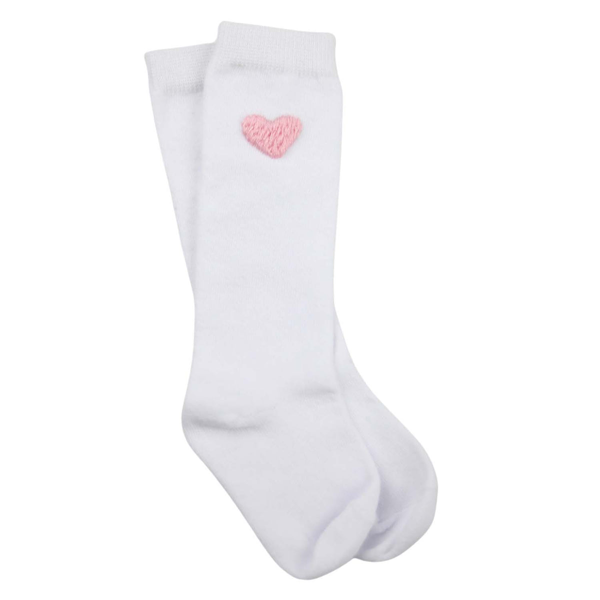 White Socks with Baby Pink Heart