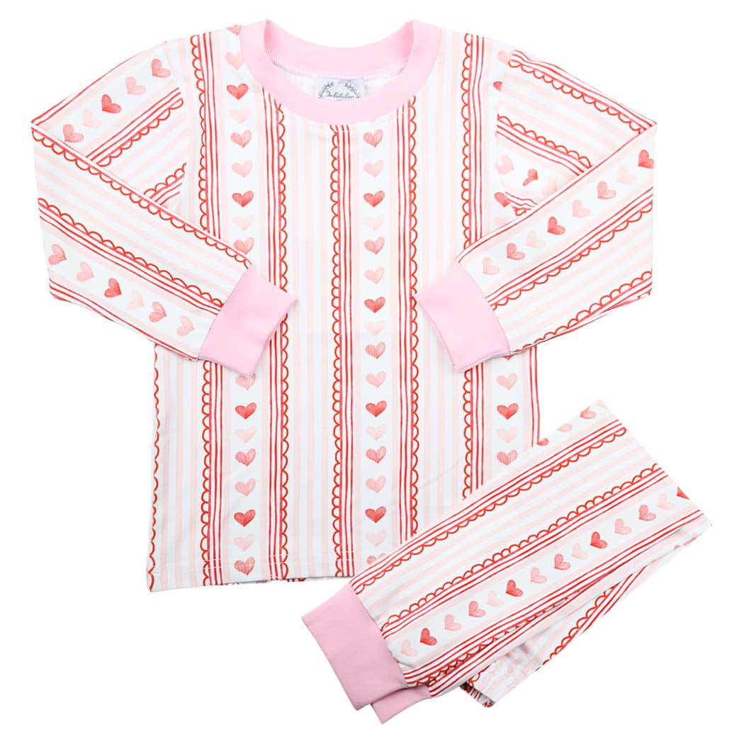 Pink Heart Print Knit Loungewear Set for Valentine's Day – The