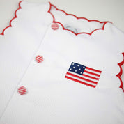 White Honeycomb Flag Scalloped Dress