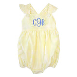 Charlotte Cross-Back Seersucker Ruffle Bubble in Yellow